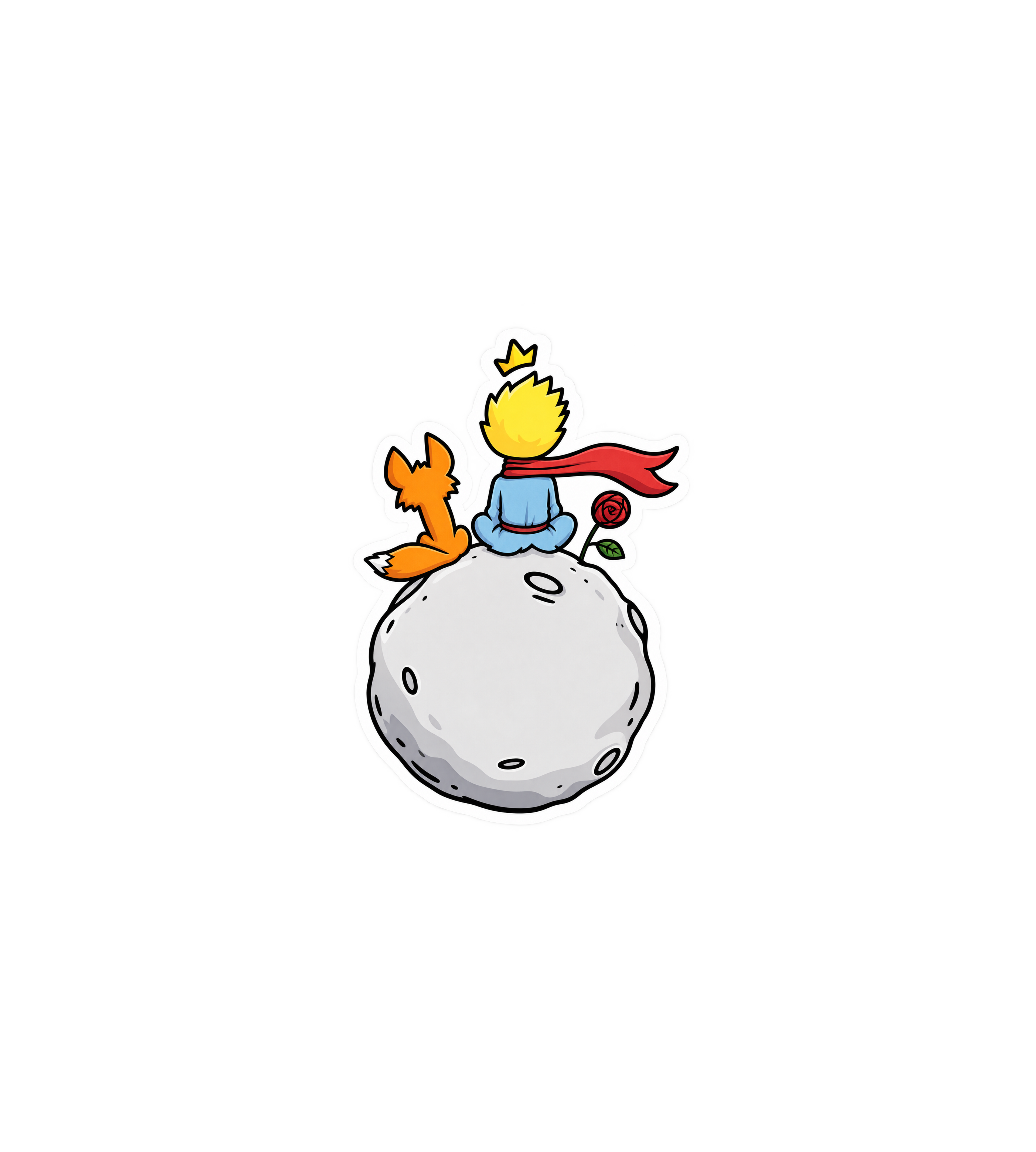 Little Prince & Fox on Asteroid Sticker