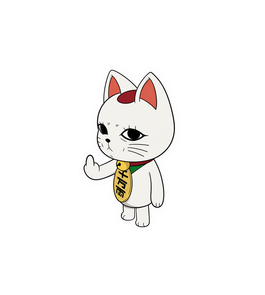 Lucky Cat Middle Finger Sticker