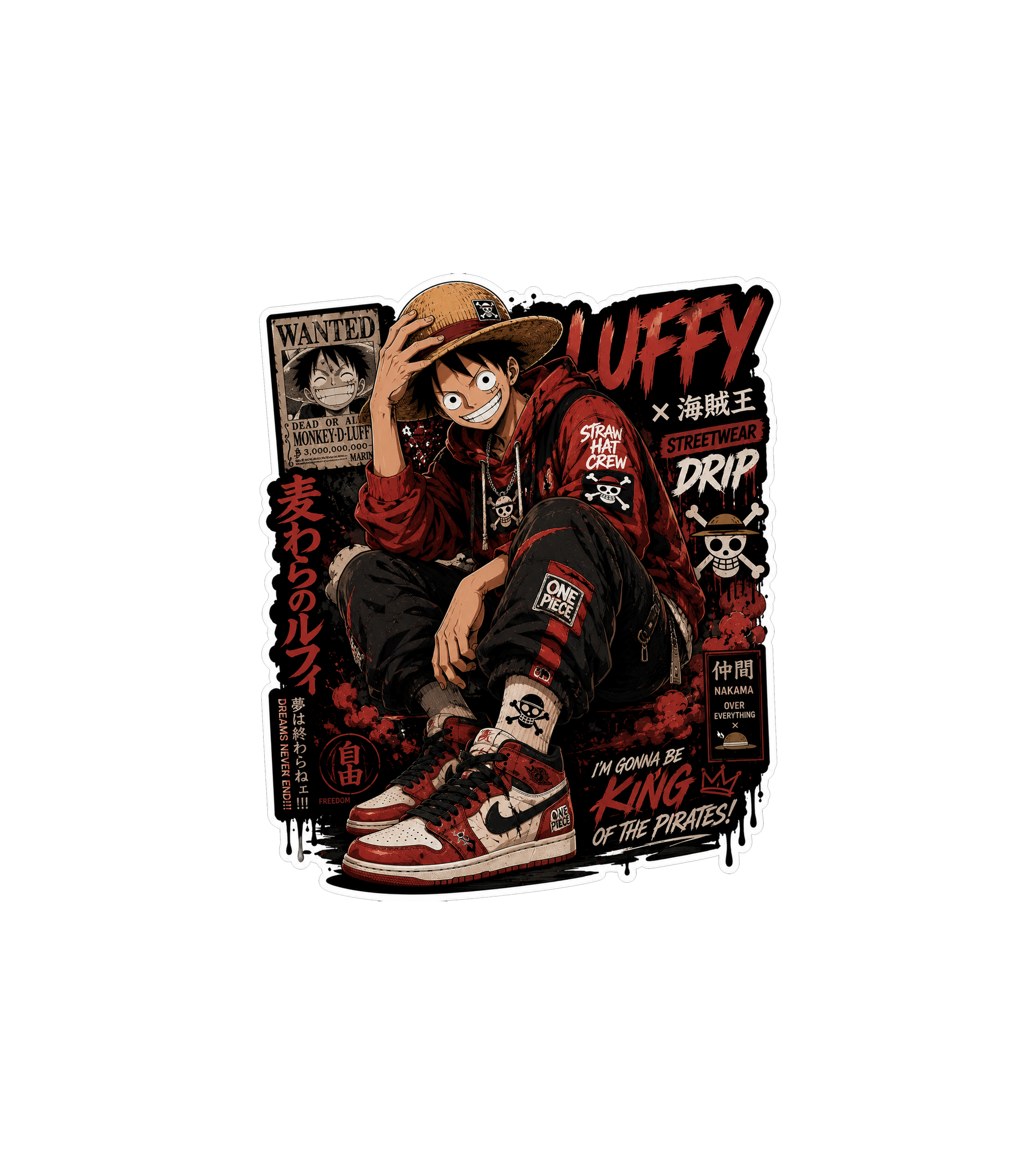 Luffy Streetwear Drip Sticker