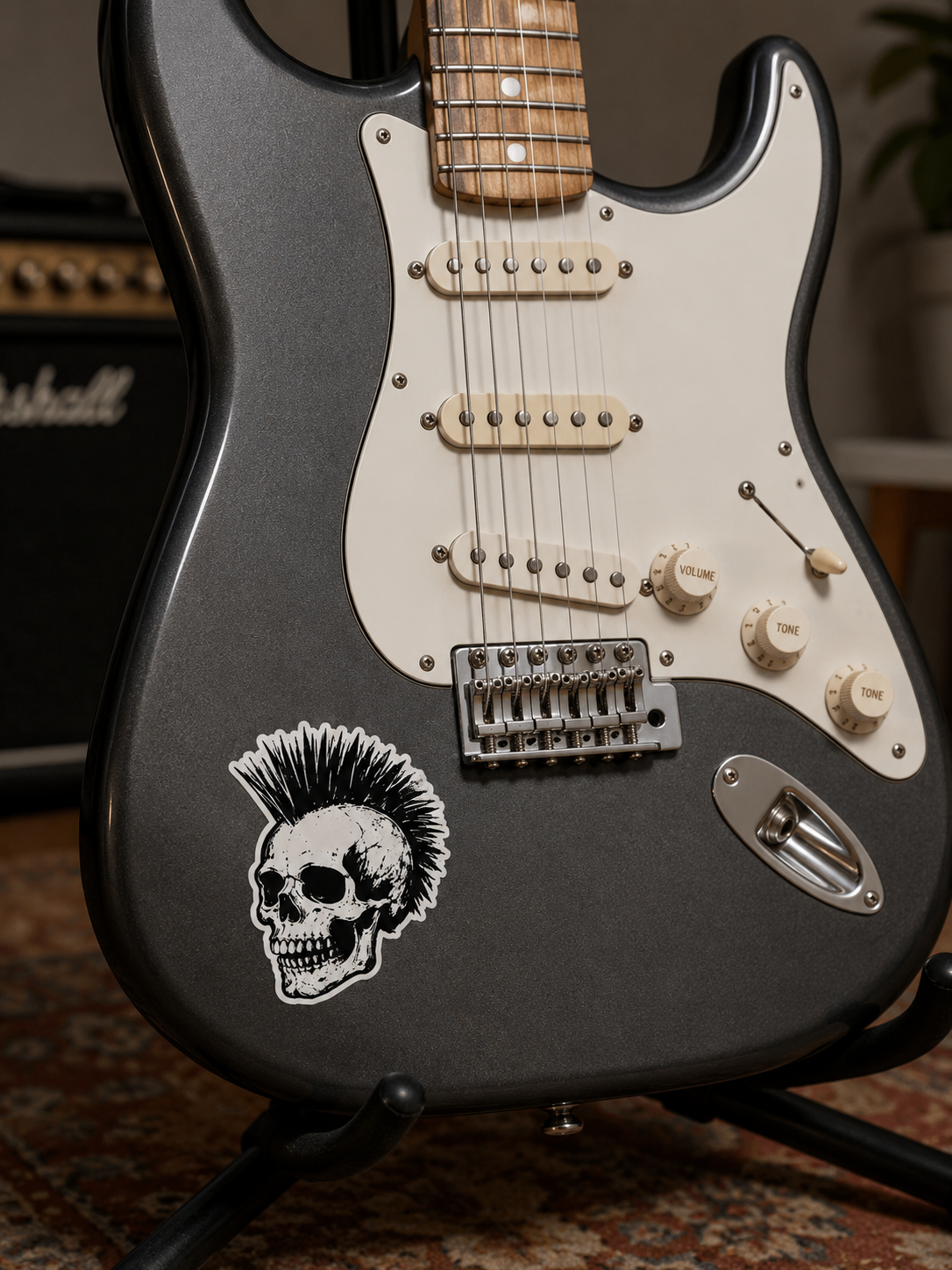 Skull Punk Vinyl Sticker