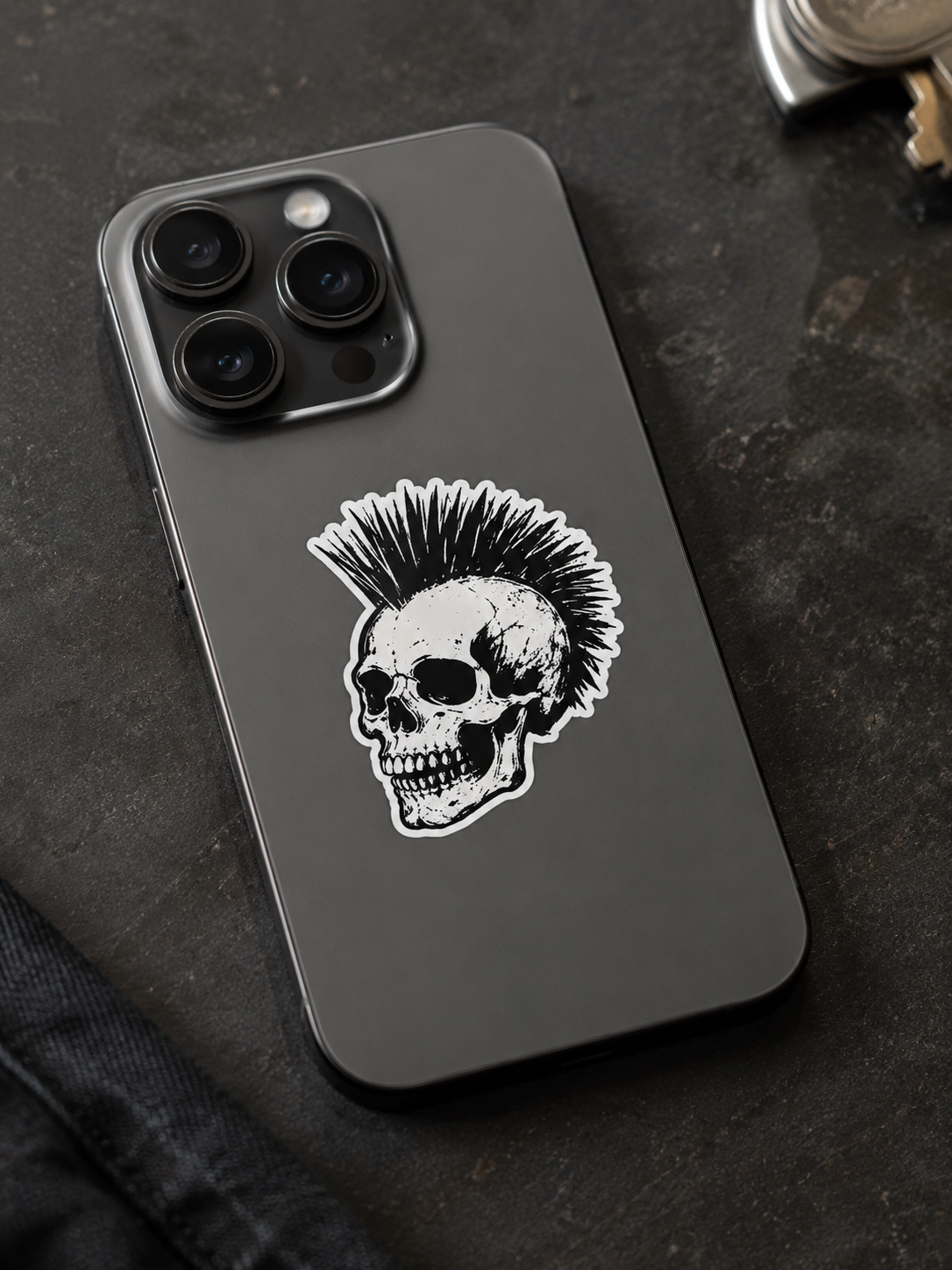 Skull Punk Vinyl Sticker