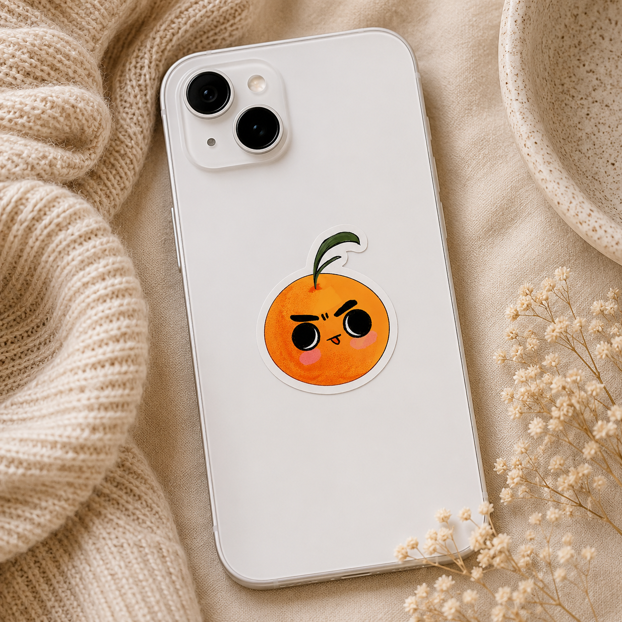 Moody Orange Kawaii Sticker