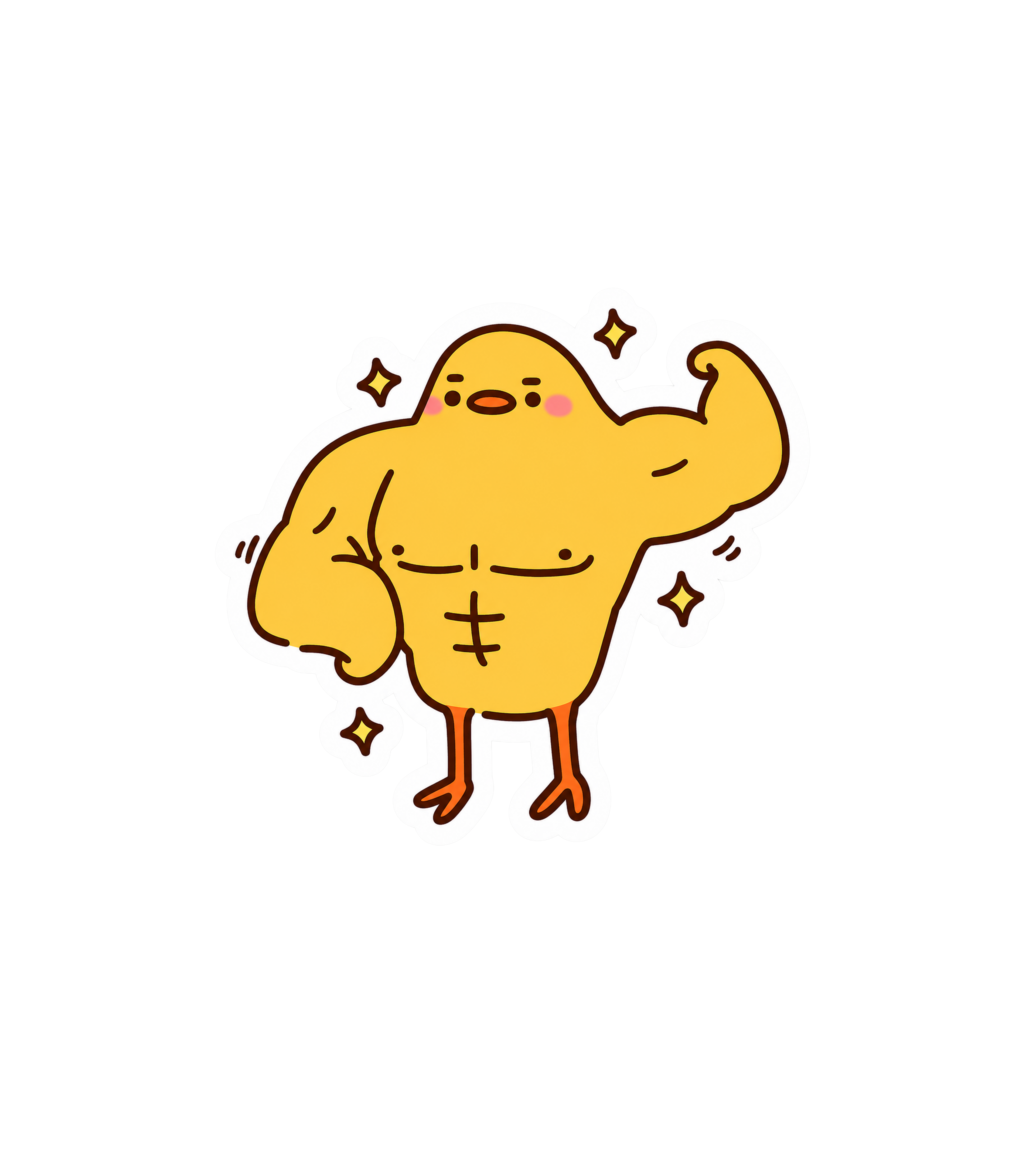 Funny Buff Chick Flexing Sticker