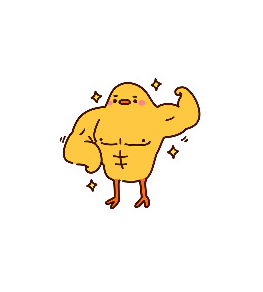 Funny Buff Chick Flexing Sticker