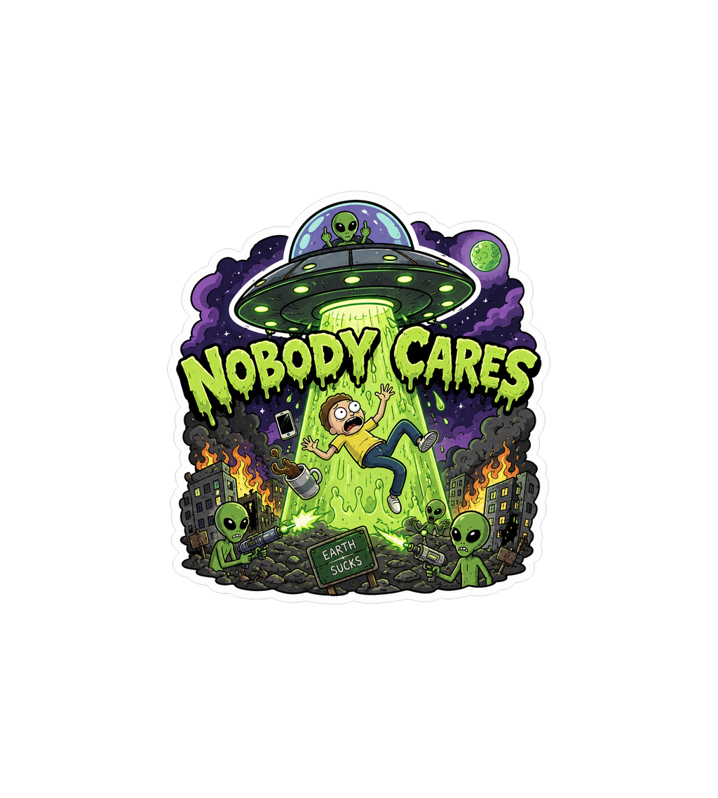 Nobody Cares Alien Abduction Sticker