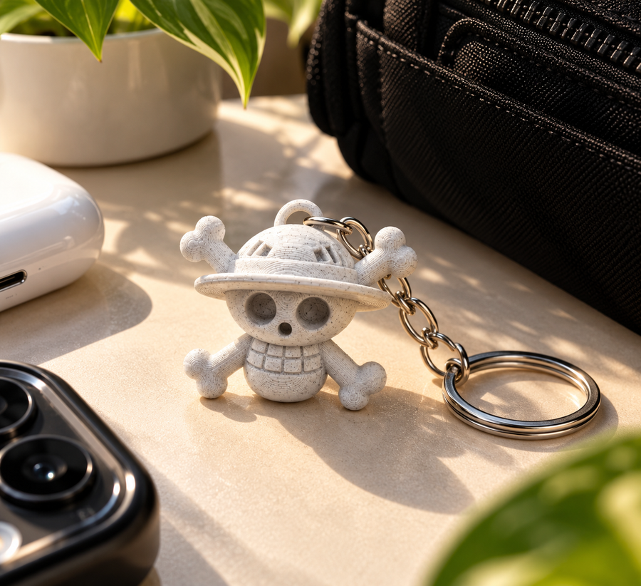 One Piece Straw Hat Jolly Roger Keychain