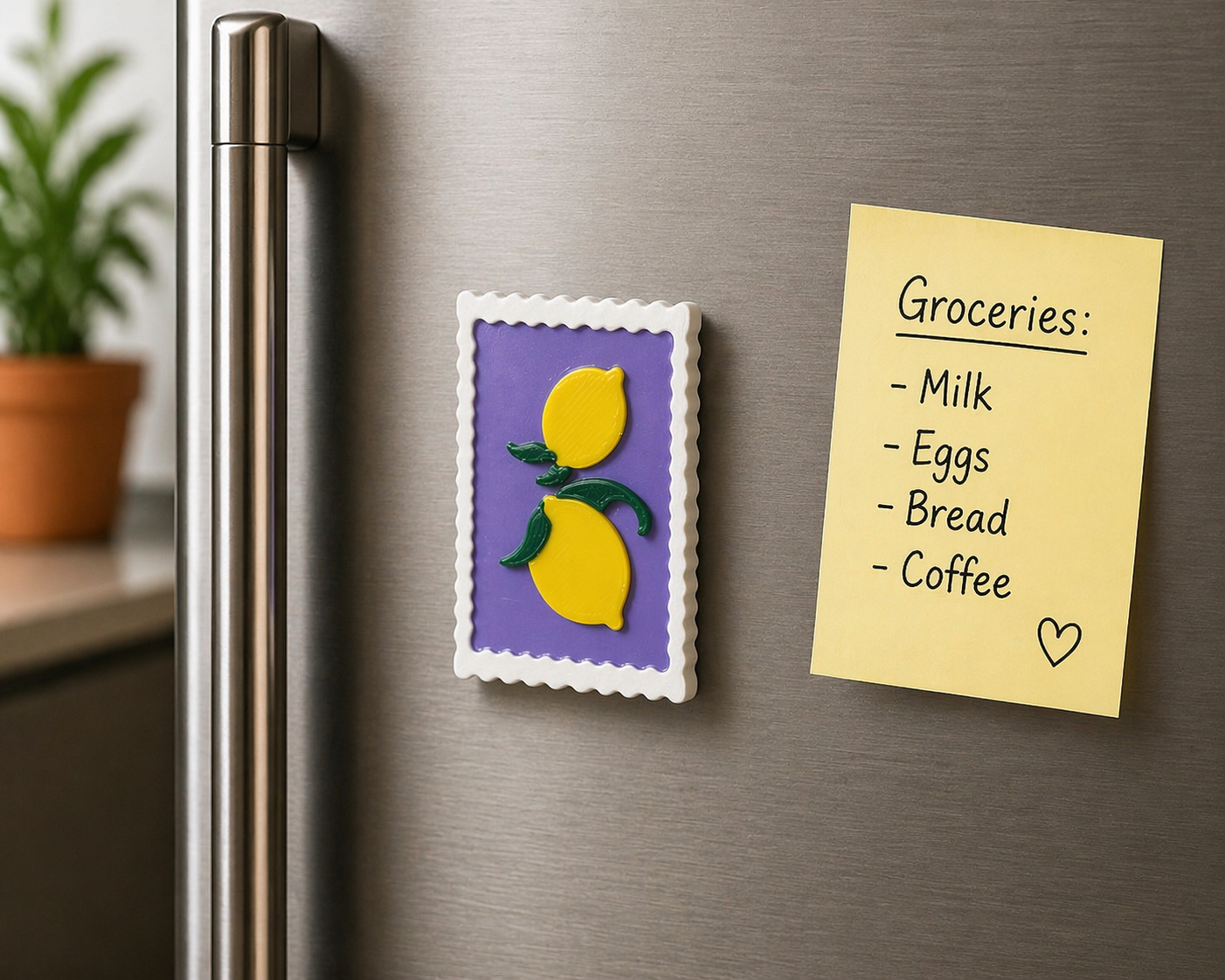 Lemon Stamp Fridge Magnet | Aesthetic Mini Art Decor