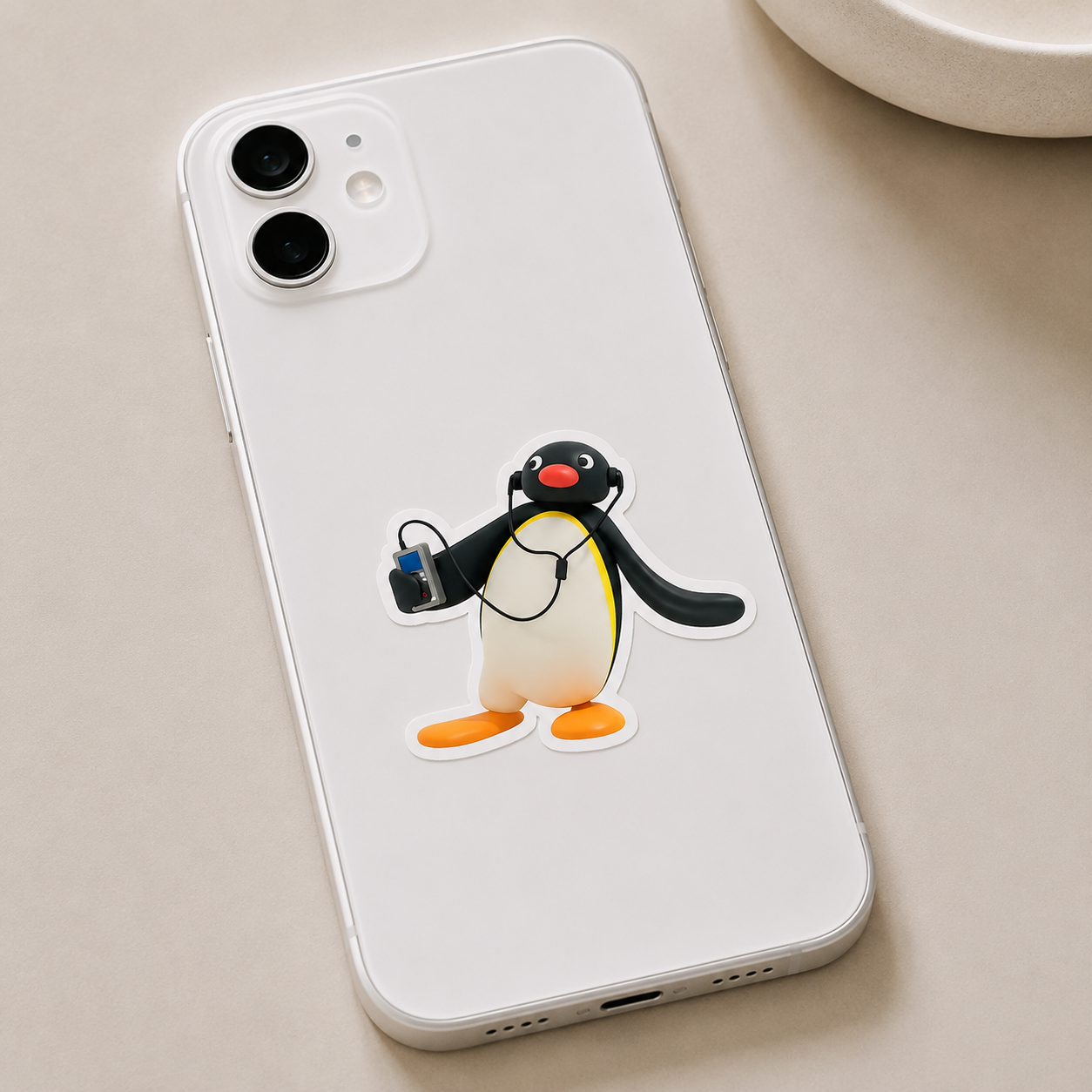 Pingu Listening to Music Sticker