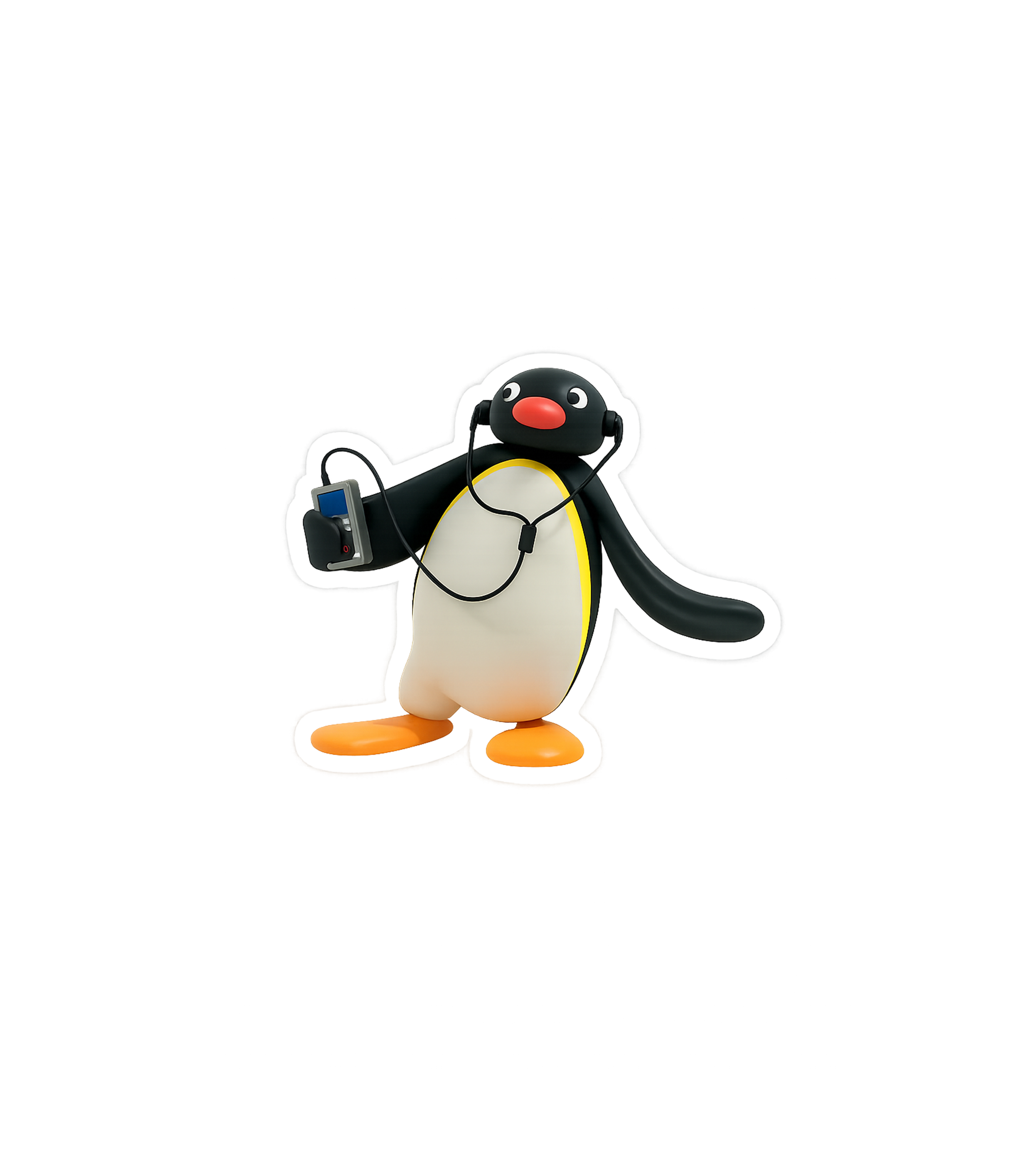Pingu Listening to Music Sticker