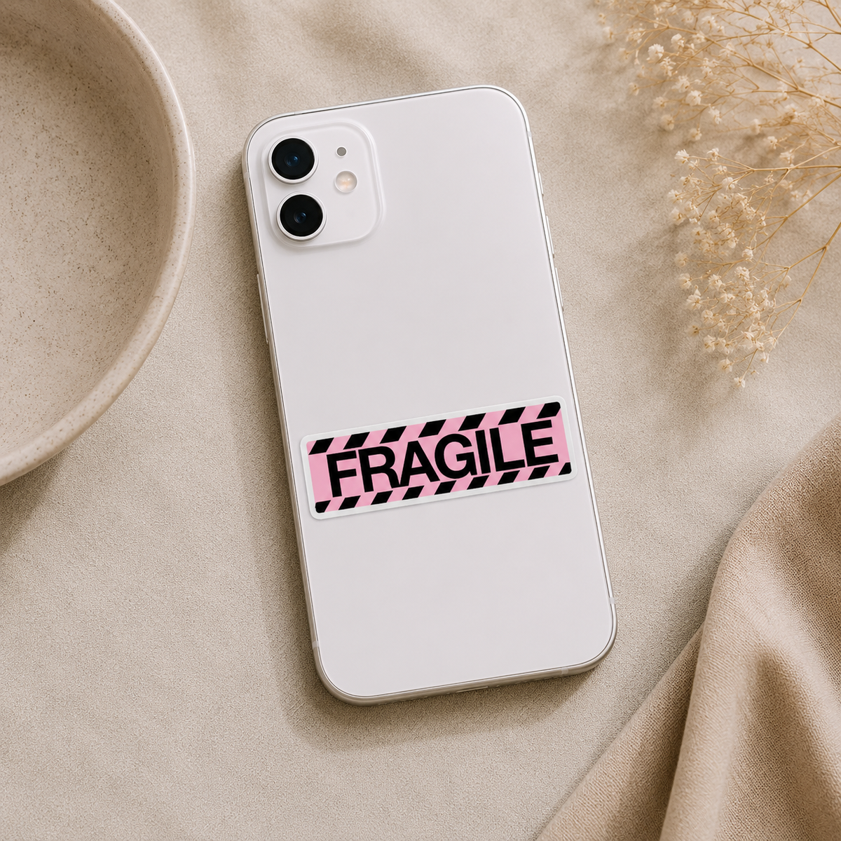 Pink Fragile Warning Sticker