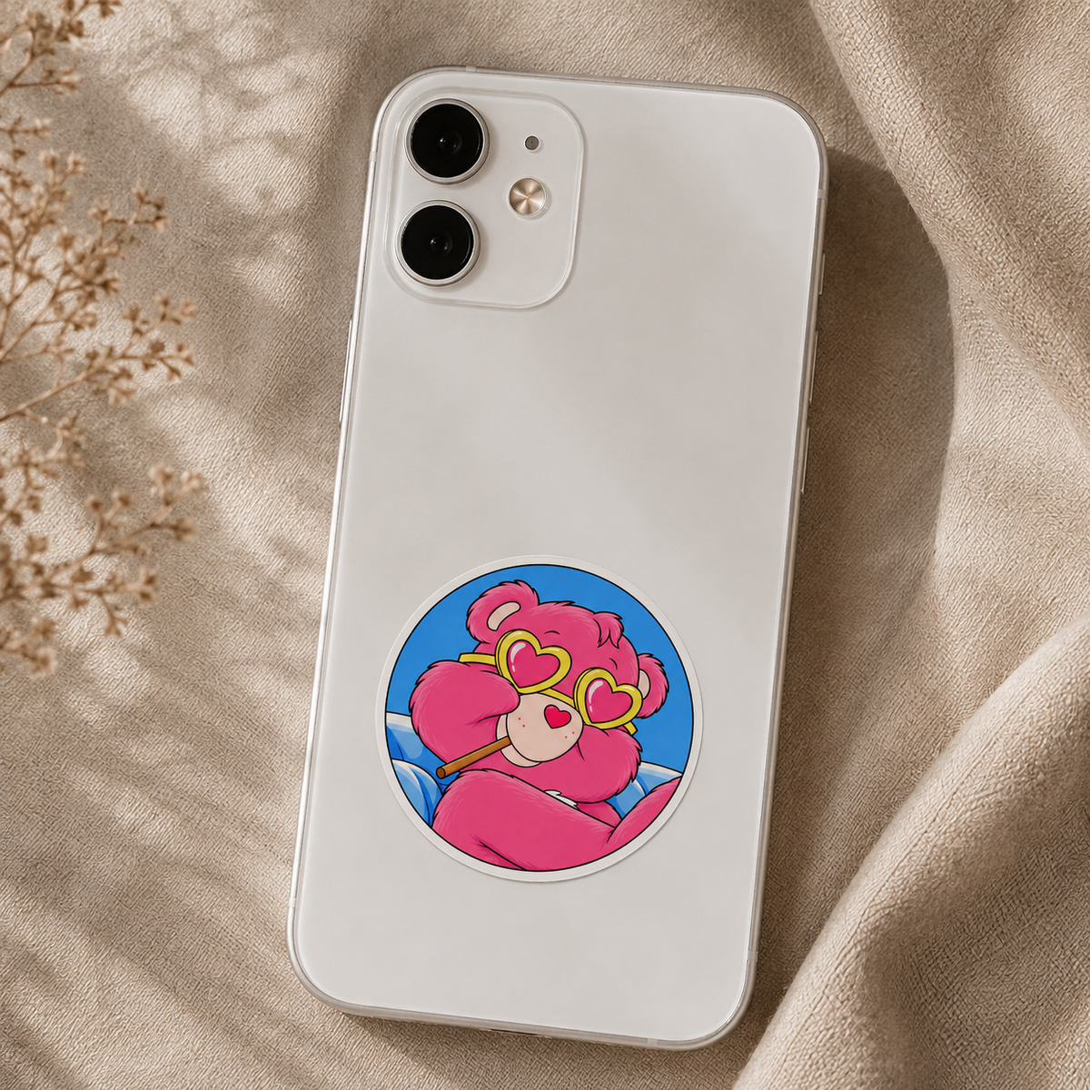 Pink Teddy Bear in Love Sticker