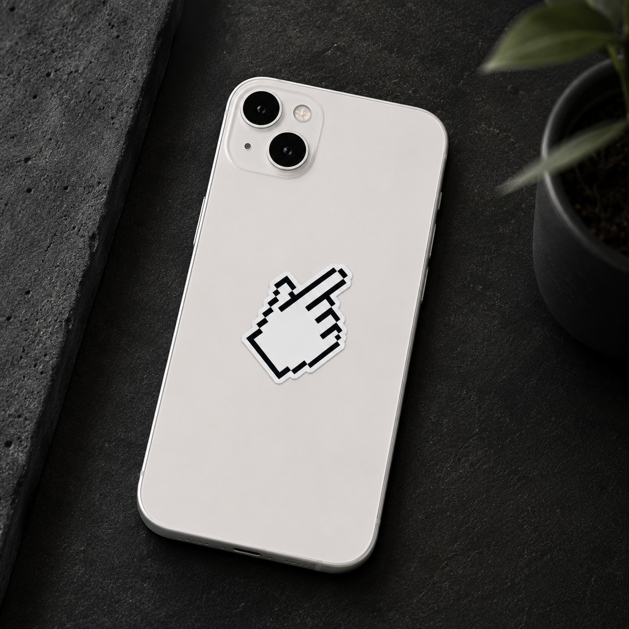 Pixelated Hand Cursor Sticker