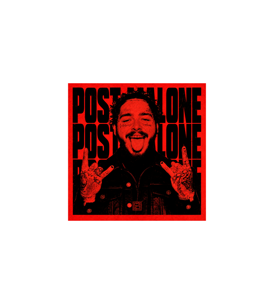 Post Malone Grunge Sticker – Red Hip Hop & Rap Sticker