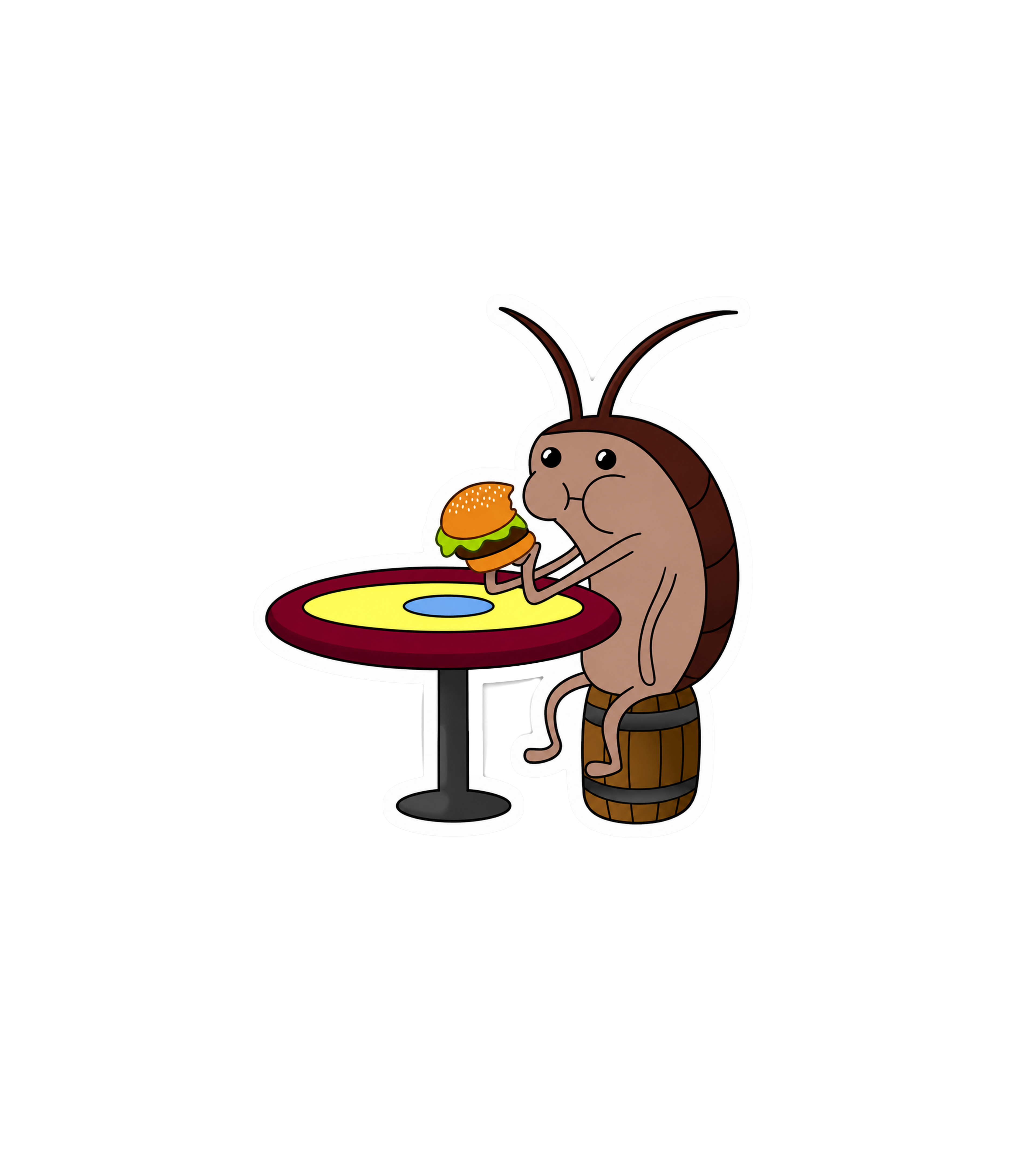 Roach Enjoying a Burger Sticker