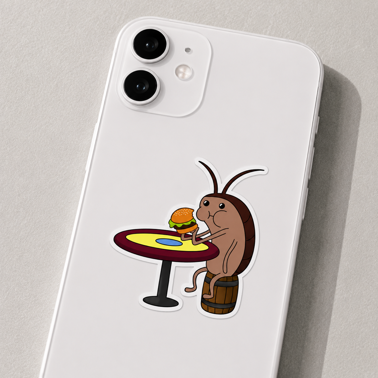 Roach Enjoying a Burger Sticker