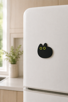 Round Black Cat Fridge Magnet | Cute Refrigerator Magnet for Home & Office