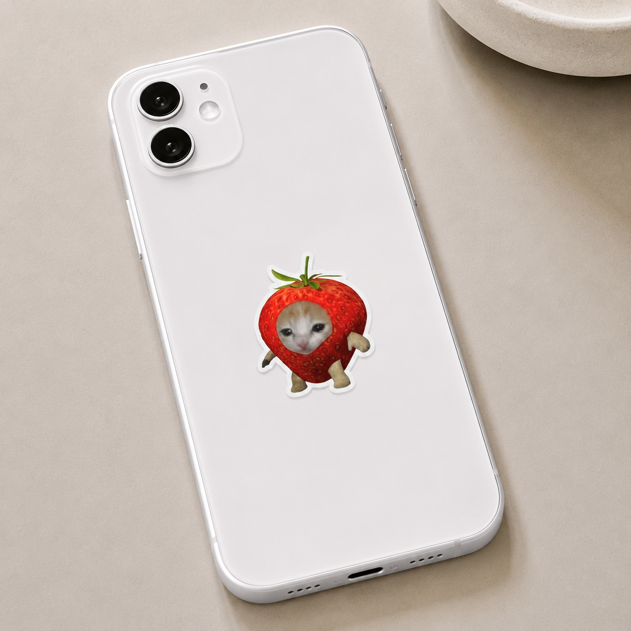 Sad Strawberry Cat Meme Sticker