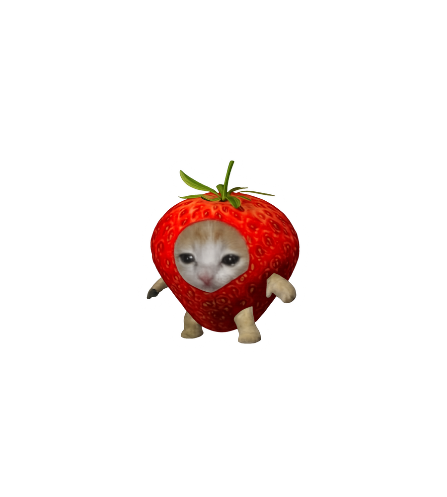 Sad Strawberry Cat Meme Sticker