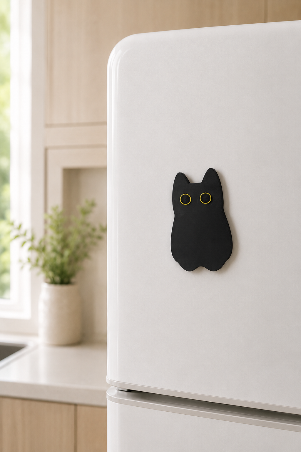 Shy Black Cat Fridge Magnet