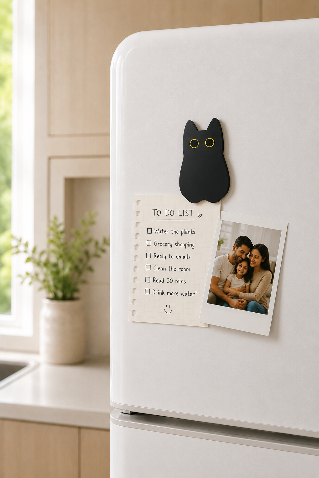 Shy Black Cat Fridge Magnet