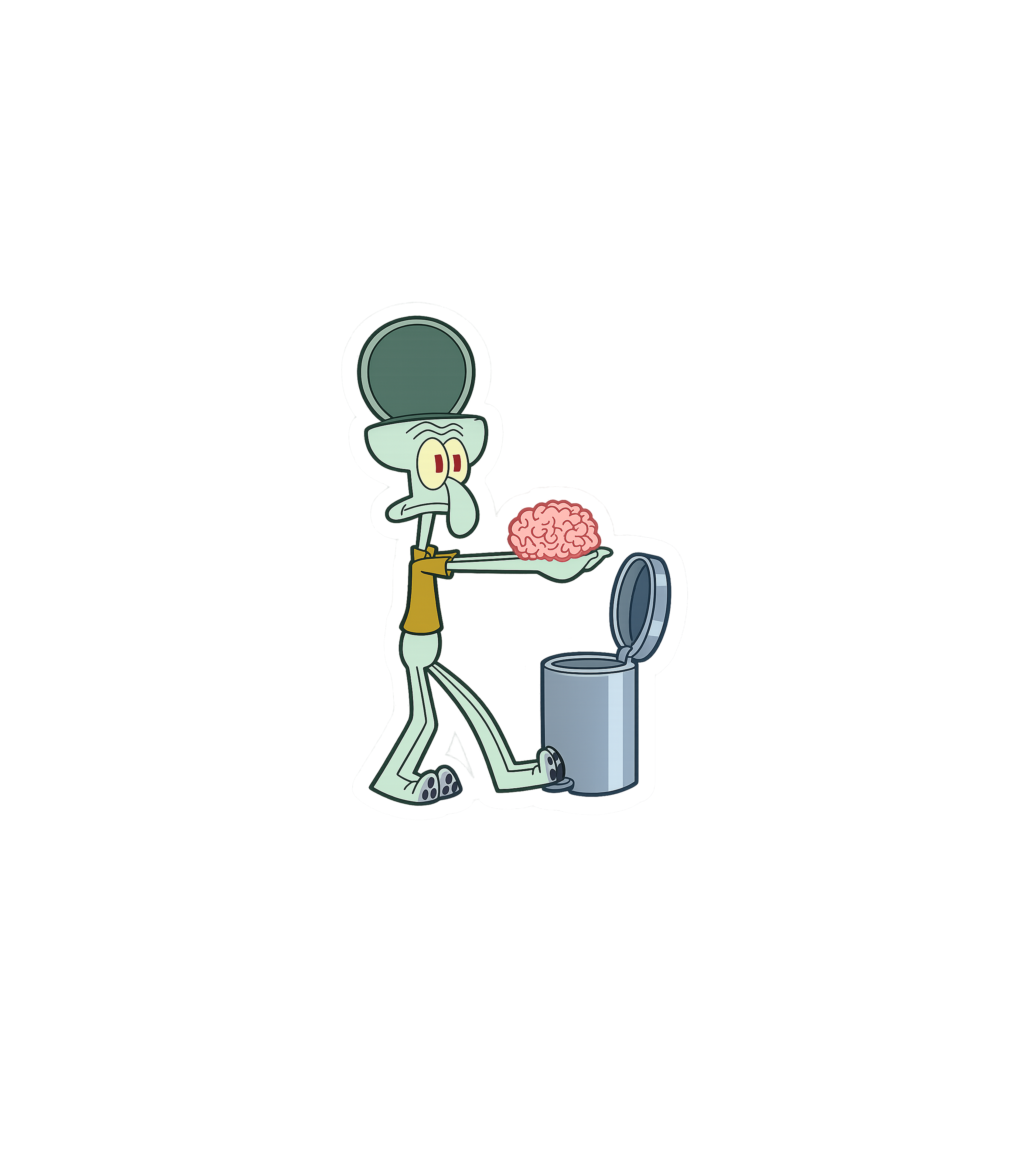 No Brain Squidward Meme Sticker