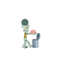 No Brain Squidward Meme Sticker
