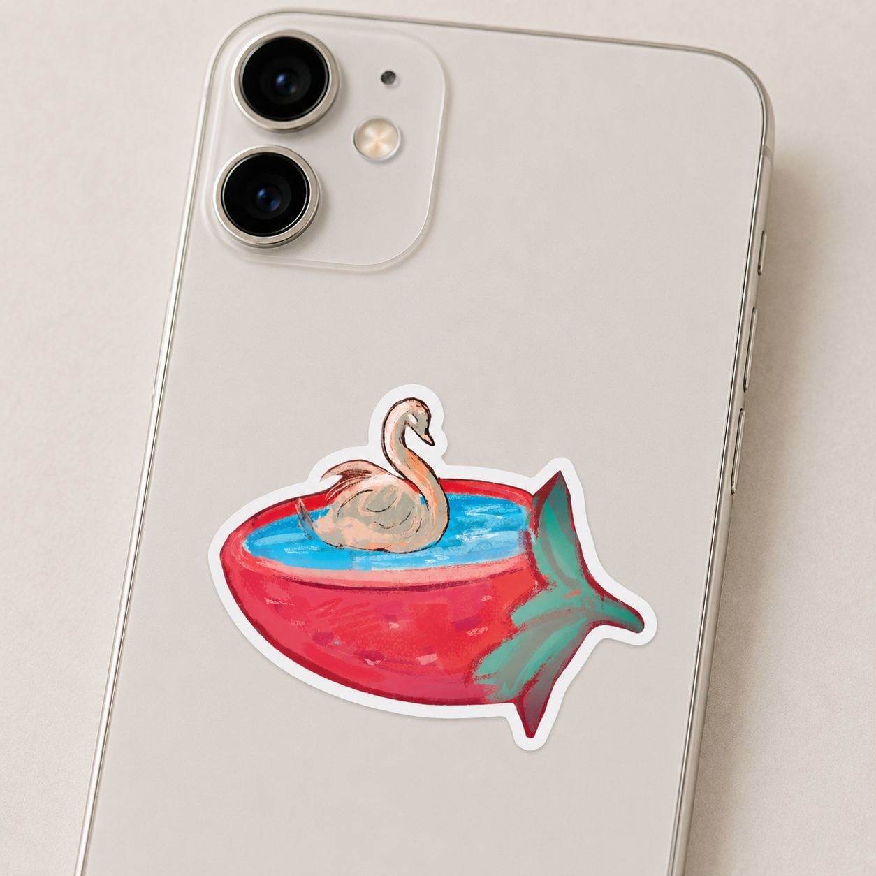 Strawberry Swan Vinyl Sticker