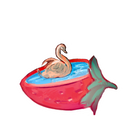 Strawberry Swan Vinyl Sticker