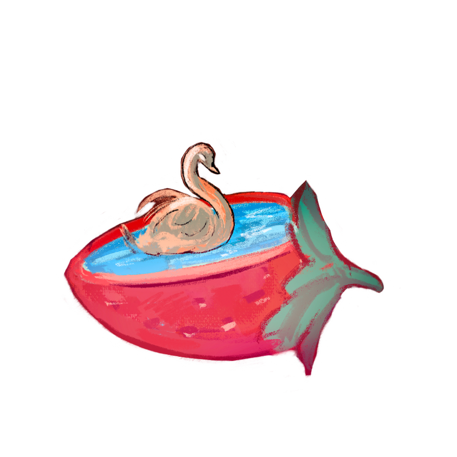 Strawberry Swan Vinyl Sticker