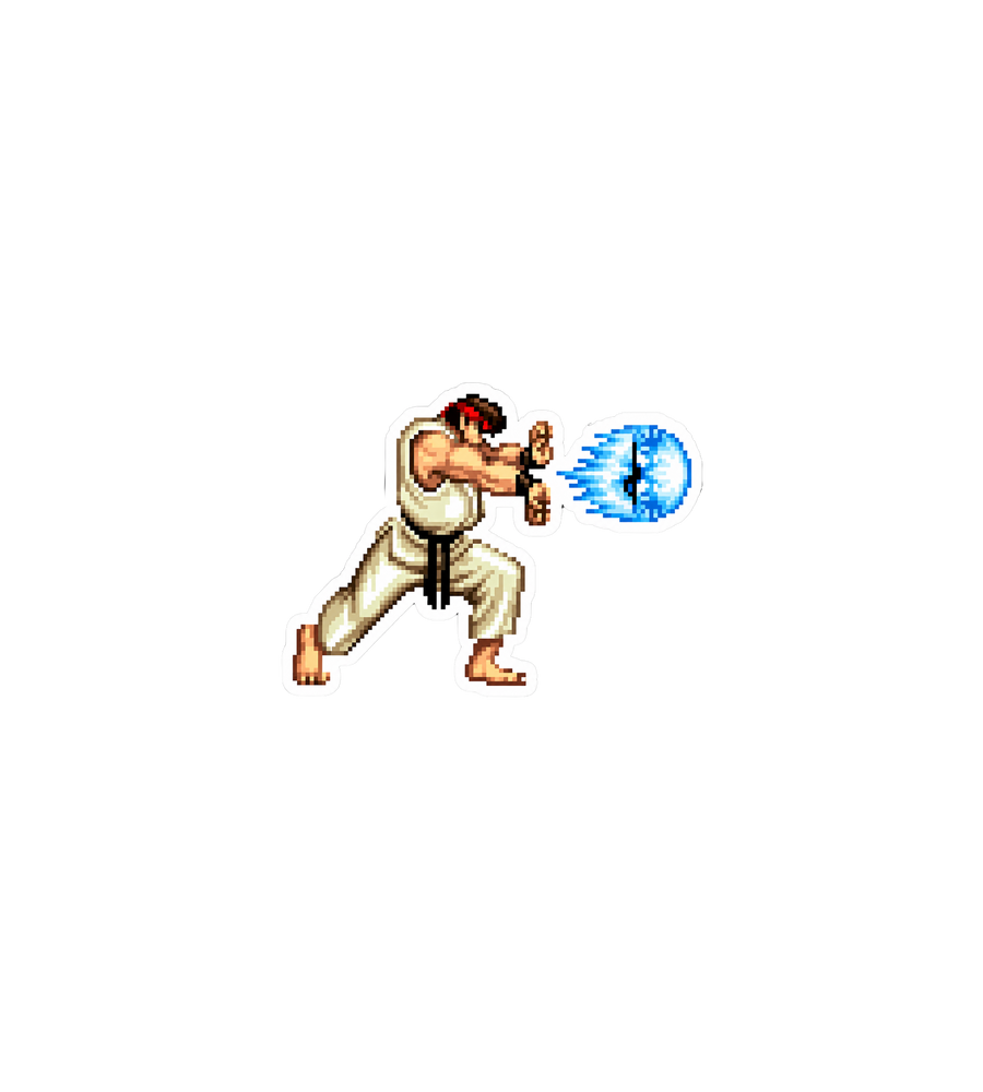 Ryu Hadouken Pixel Art Sticker