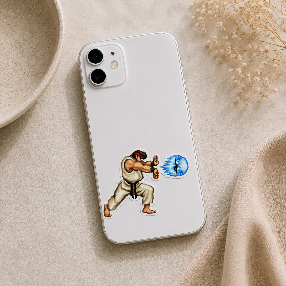 Ryu Hadouken Pixel Art Sticker