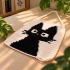 Jiji Cat Crochet Tapestry – Handmade Black Cat Wall Decor
