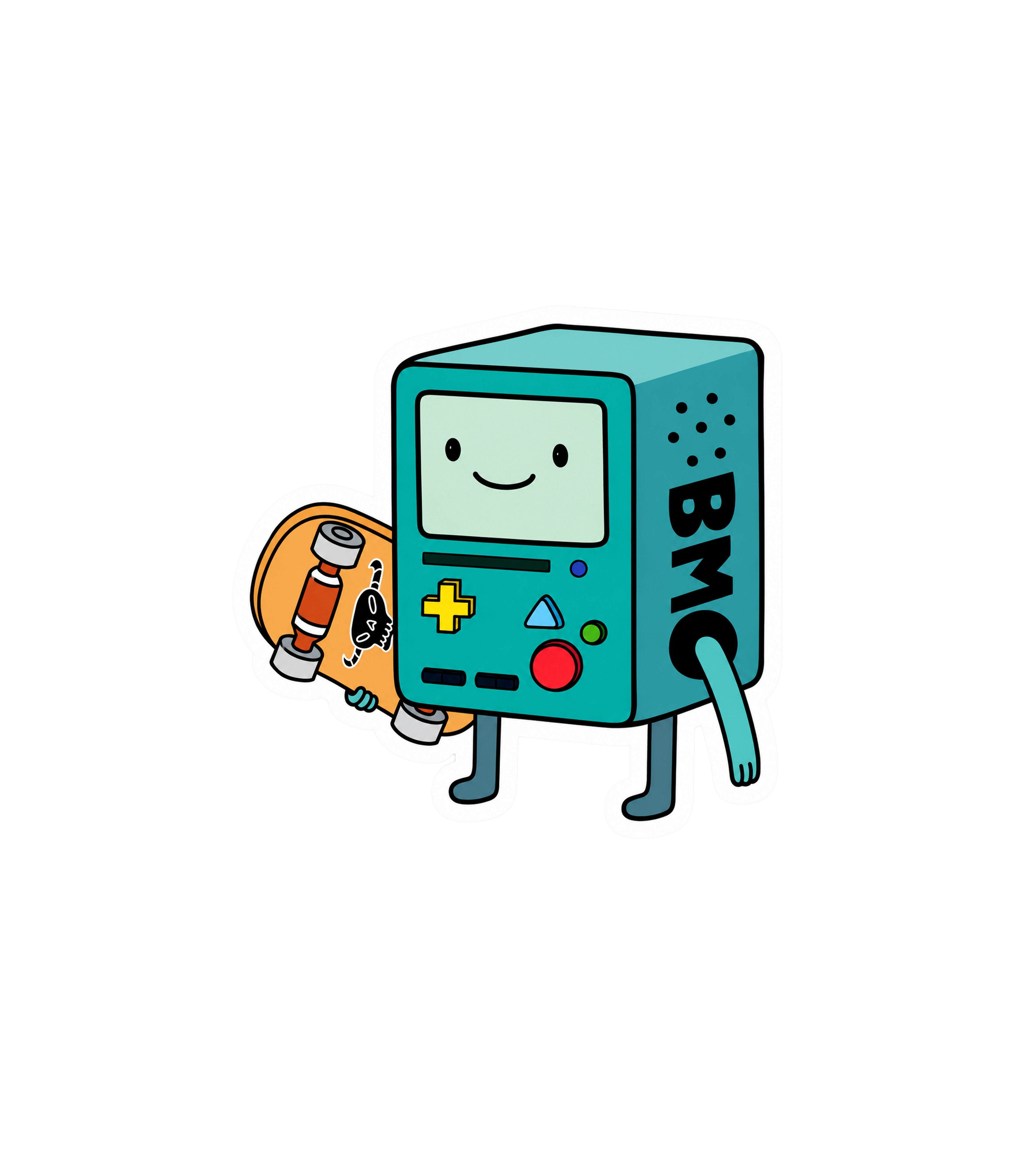 Cute Retro Game Console Robot Skateboard Sticker