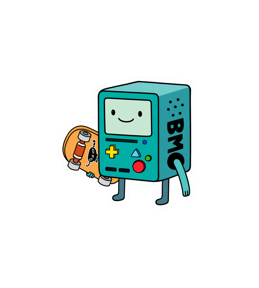 Cute Retro Game Console Robot Skateboard Sticker