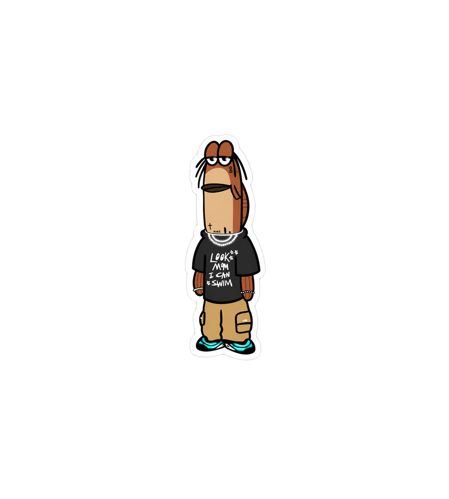 Travis Scott Cartoon "Look Mom I Can Swim" Sticker