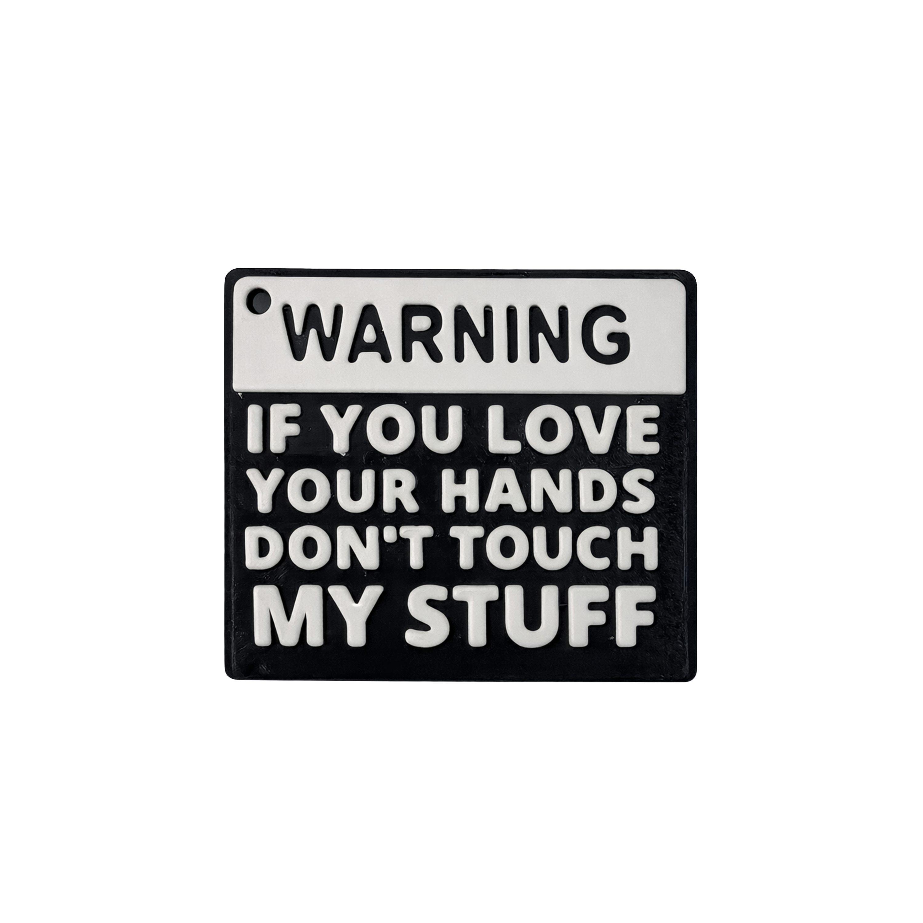 Warning Text Keychain