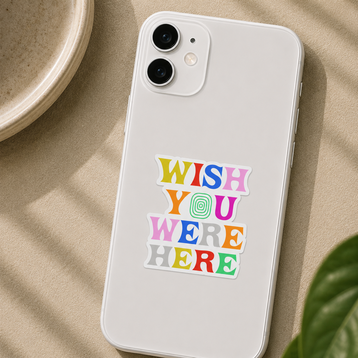 Wish You Were Here Retro Typography Sticker