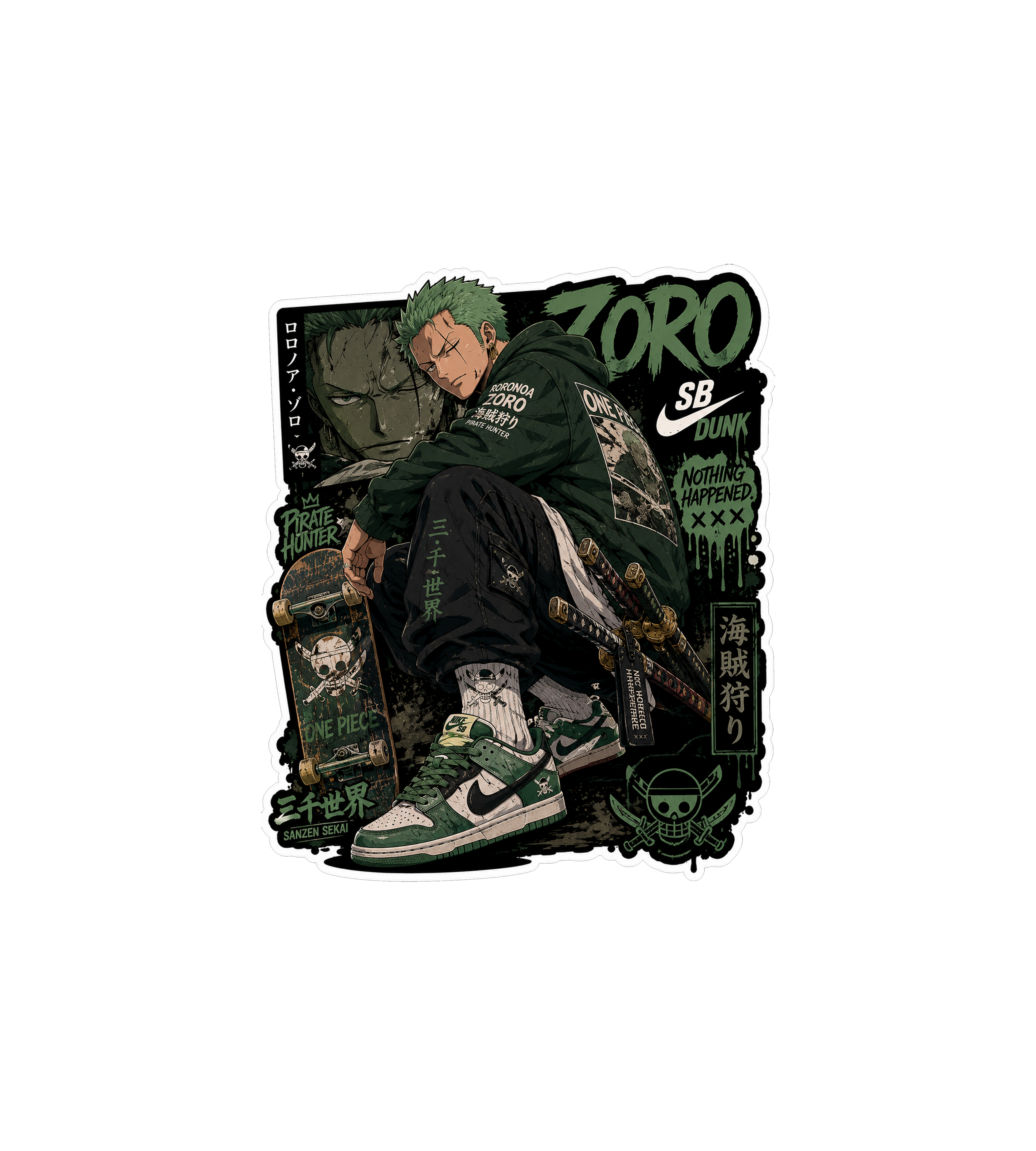 Zoro Skate Dunk Sticker